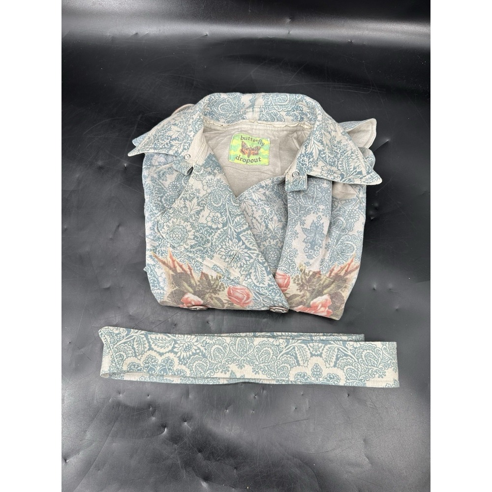 Butterfly Dropout Long Jacket Coat‎ Size Small  Butterflies And Flowers